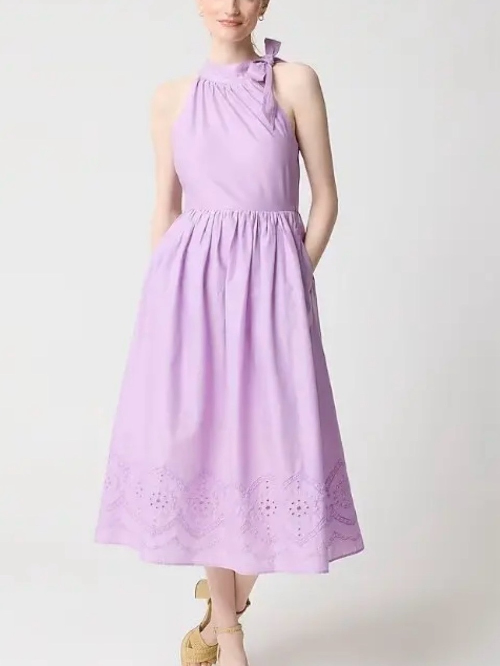 J. Crew Lavender Halter Midi Dress with Tie Shoulder
